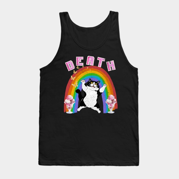 Death Weirdcore Pastel Goth Cat Rainbow Ice Cream Punk Tank Top by Lavender Celeste